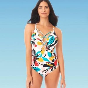 {Miracle Brand} Tropical Floral One Piece Swimsuit
